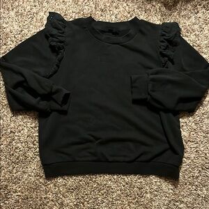 Black Ruffle Sleeve Sweatshirt